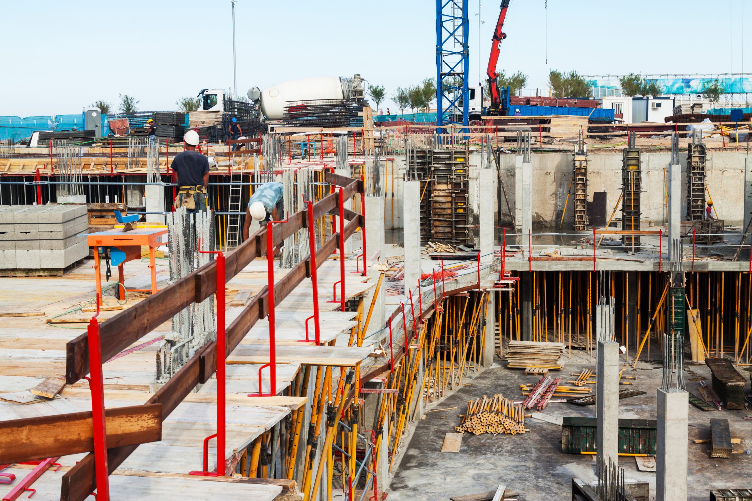 Concrete building construction project